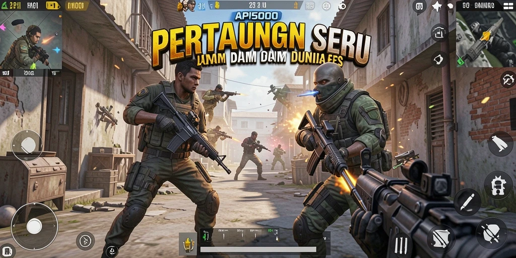 Screenshot gameplay API5000 menunjukkan aksi seru dalam pertempuran FPS.