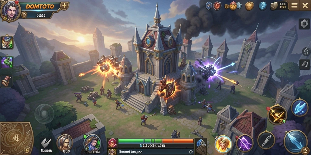 Tampilan gameplay seru dari DOMTOTO yang menguji strategi Tower Defense.