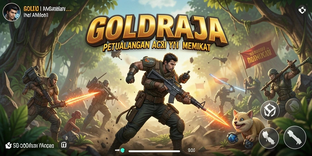 Tangkapan layar gameplay GOLDRAJA yang menegangkan dengan aksi epik.