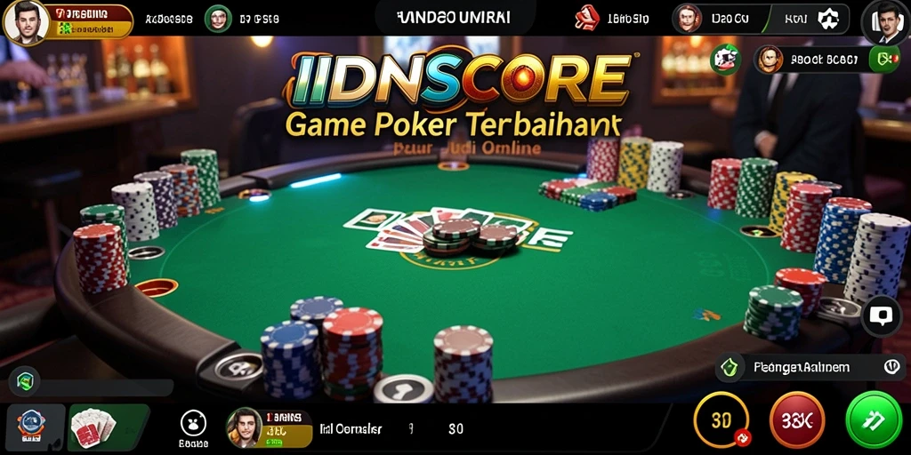 Tampilan gameplay Poker yang seru dan interaktif di IDNSCORE.