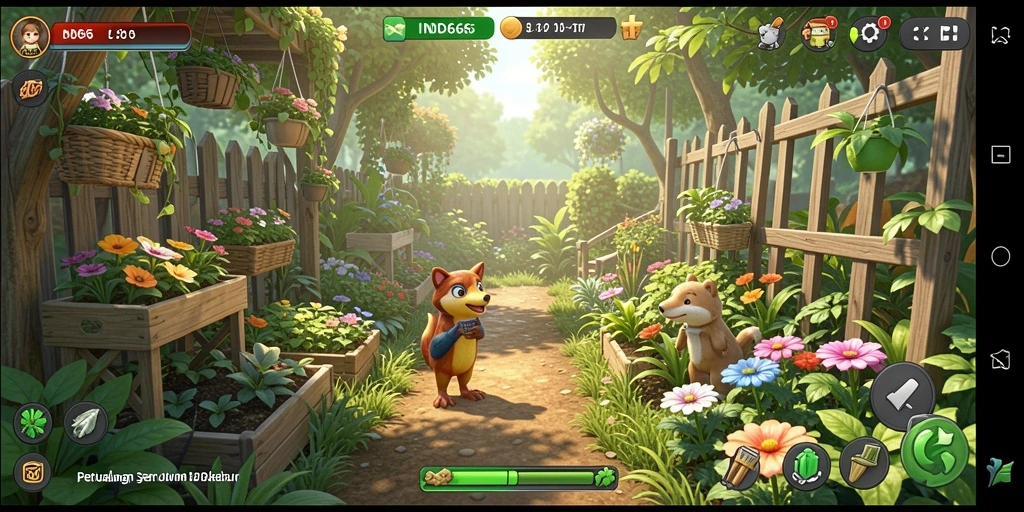 Tampilan gameplay IND666 yang menawan dengan aktivitas bertani yang seru.