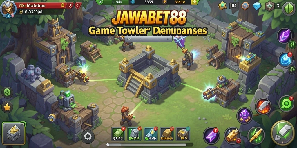 Tampilan screenshot utama gameplay Tower Defense di JAWABET88.