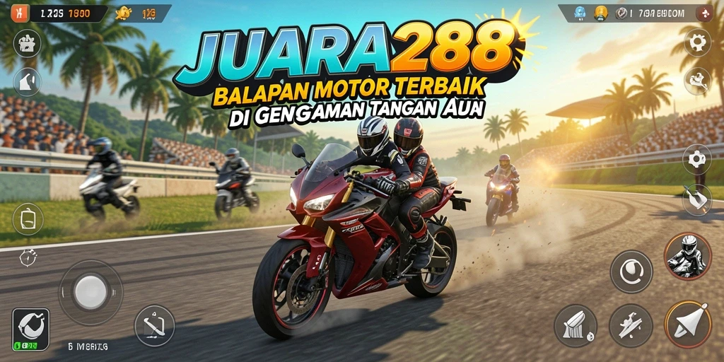 Screenshot JUARA288 menampilkan aksi balapan motor yang mendebarkan.