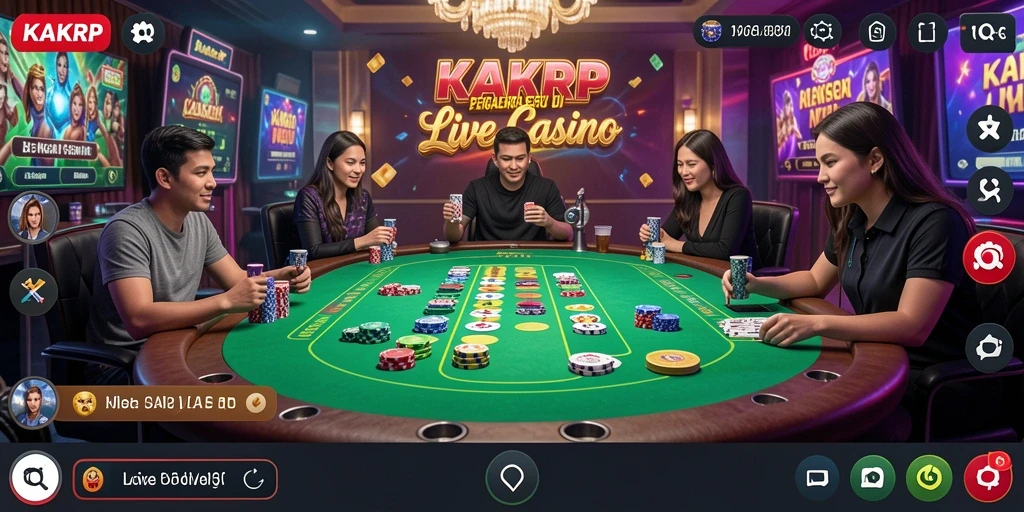 Screenshot gameplay KAKRP yang menampilkan suasana Live Casino yang seru.