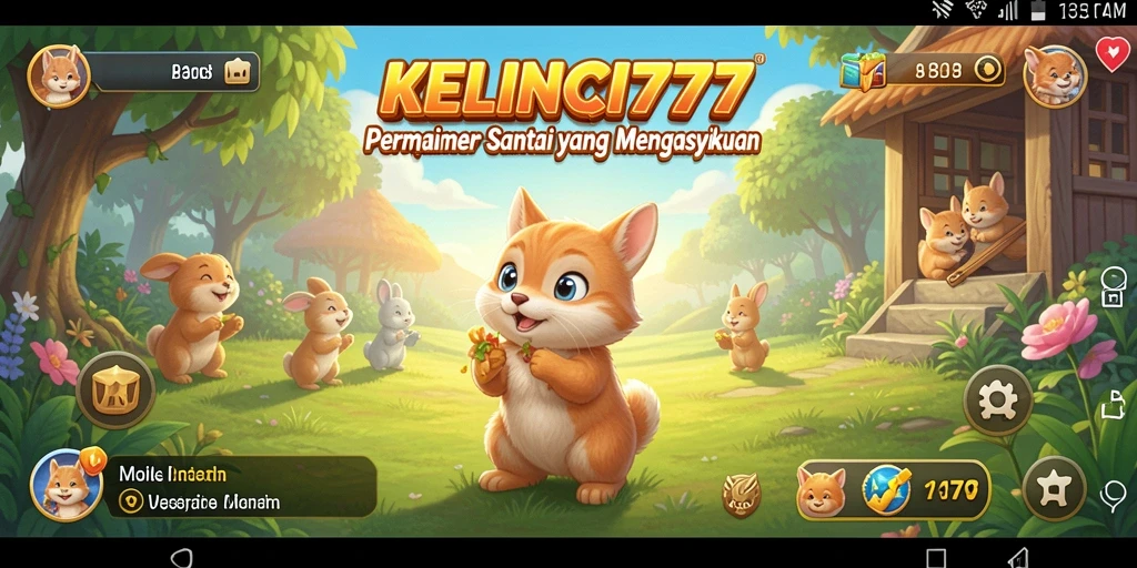 Tampilkan momen seru dalam permainan KELINCI777 dengan karakter kelinci yang lucu.