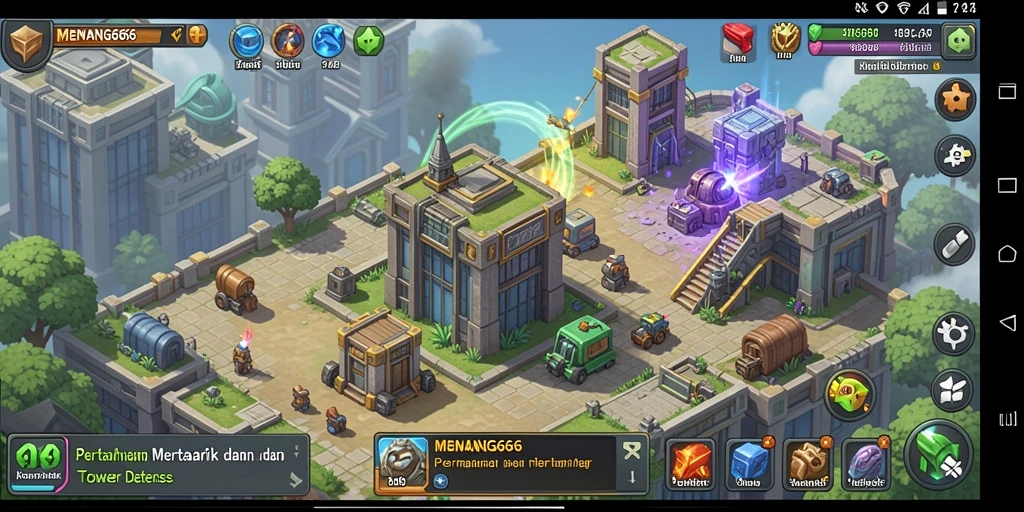 Tampilan gameplay <strong>MENANG666</strong> yang memukau dalam genre Tower Defense.