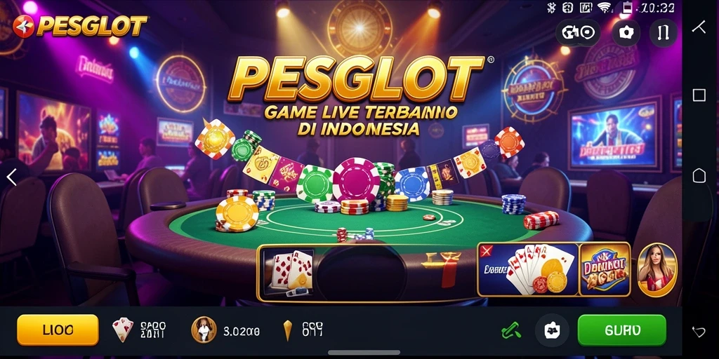 Tangkapan layar gameplay PESGSLOT menampilkan dealer langsung dan suasana kasino yang menakjubkan.