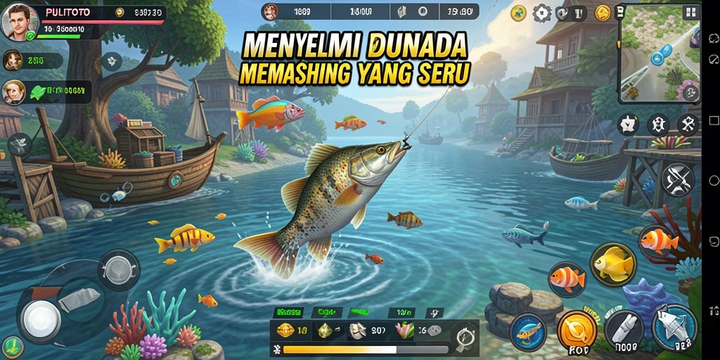Gameplay PULITOTO menampilkan pengalaman memancing yang mendebarkan.