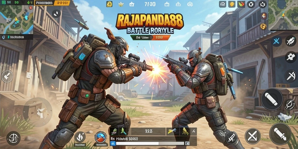 Gameplay seru dan intens dalam RAJAPANDA88 Battle Royale.