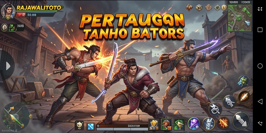Tangkapan layar RAJAWALITOTO menampilkan karakter bertarung dalam arena yang penuh aksi.