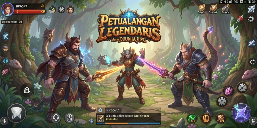 Tampilan gameplay epik di dunia fantasi RP6677.
