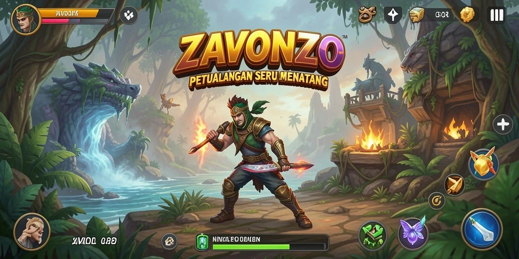 Screenshot ZAVONZO menampilkan aksi seru dalam petualangan.